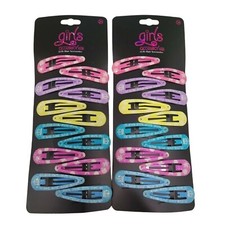 Girls Hair Accessories, Glittered Hair Snap Clips 6 Pairs Each Card
