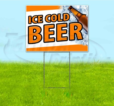 ICE COLD BEER 18x24 Yard Sign WITH STAKE Corrugated Bandit USA BUSINESS ALCOHOL