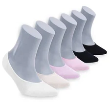 Women's Bamboo Premium No Show Invisible Socks 6 Pairs-612