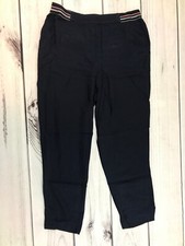 Anthropologie The Essential Pull-On Trouser Womens S Navy Work Pants Pockets