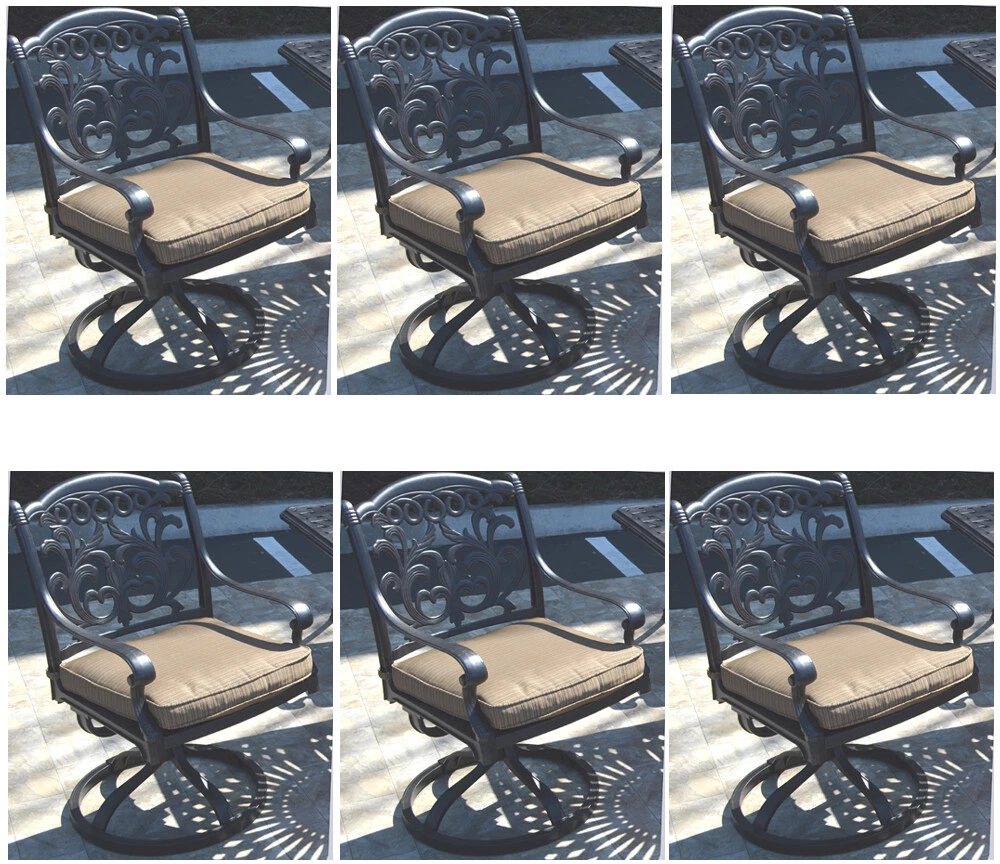 6 swivel rocker dining chairs patio set of outdoor living cast aluminum Flamingo