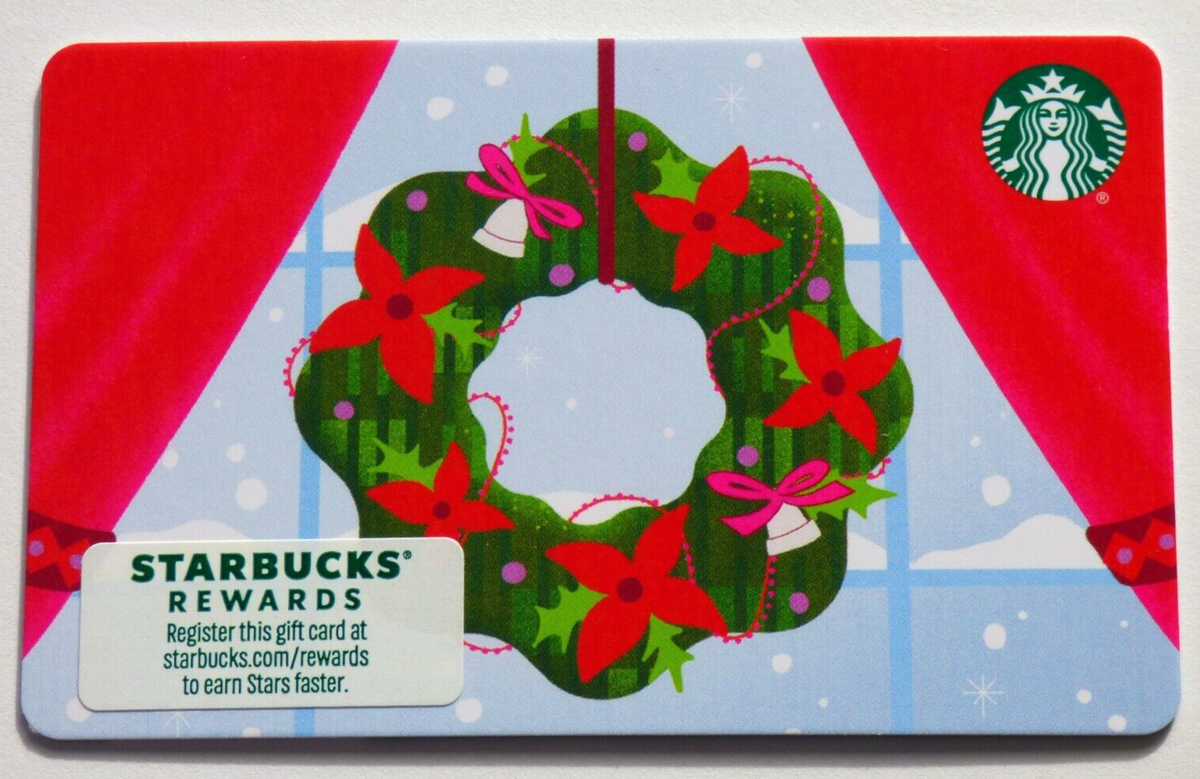 2023 STARBUCKS Gift Card - Christmas Wreath in Window
