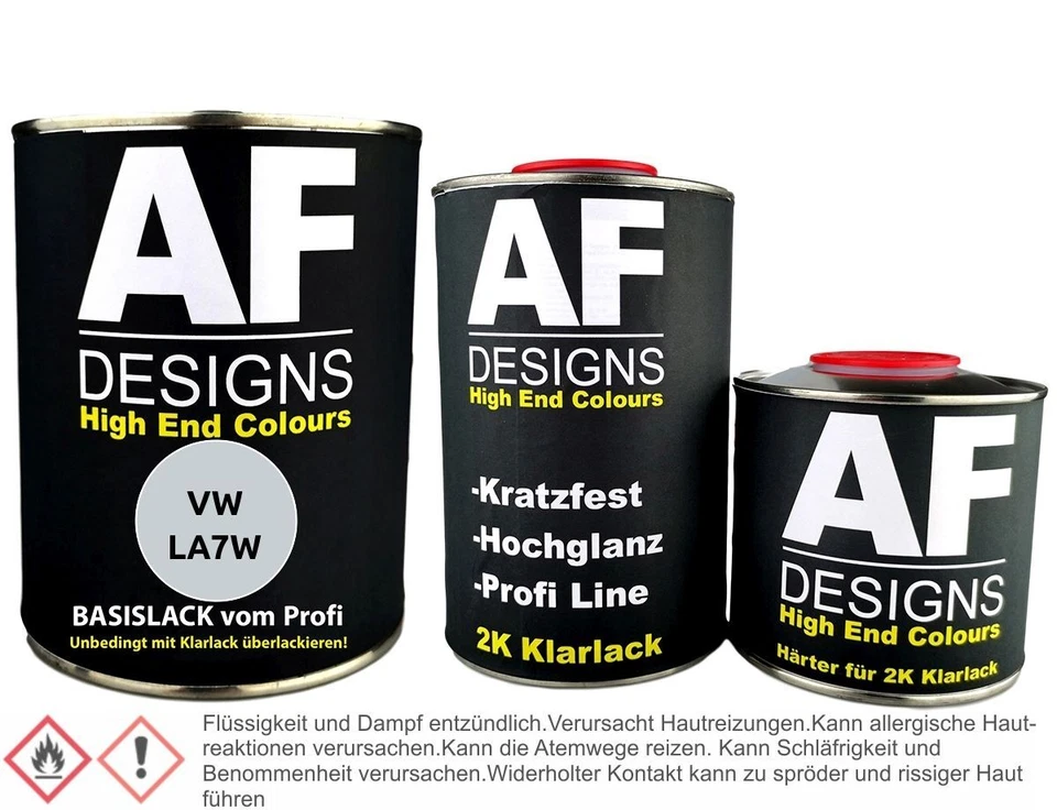 ALEX FLITTNER DESIGN Vernice auto per VW LA7W argento reflex metallizzato 1,25 L vernice trasparente set