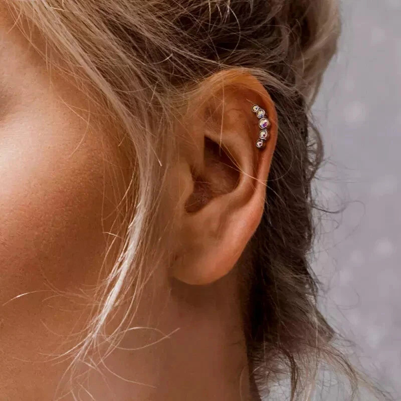 Ohrstecker Helix Cartilage Knorpel Tragus Piercing Stecker Kristallbogen 316L - Bild 2 von 2