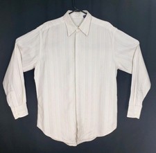 Robert Graham Button Front Beige Striped Dress Shirt Mens Sz Lg Tuxedo Style GUC