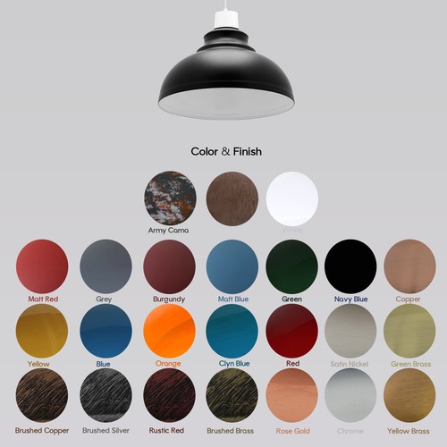 Industrial Ceiling Pendant Light Shades Retro Style Curvy Dome Shape lamp Shade - Picture 22 of 141