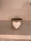 Cement Pot With White Heart 11cm