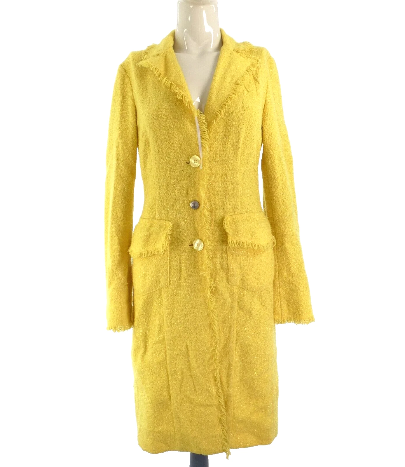 Versace cappotto tweed cappotto giallo vintage Y2K designer misto lana taglia XS