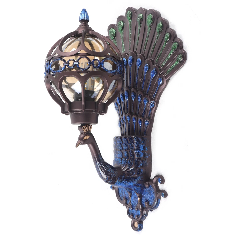Wall Sconce Light Vintage Peacock Wall Mount Lamp Outdoor Exterior Fixture - Image 2 of 4