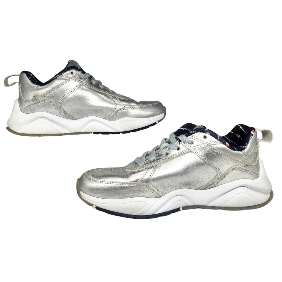 Champion Zapatos Juveniles 5 Mujer 6.5 Plateado 93 Dieciocho Metálico MCMXIX Tenis Foto 2 de 4