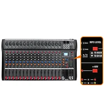 Mixer 6 8 12 16 Channel 48V Power, RCA Input/Output for Professional+Beginners