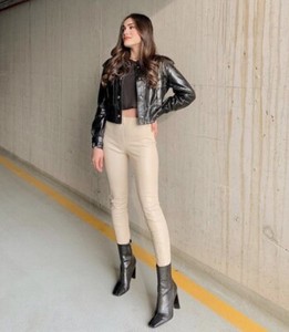 zara leather animal print ankle boots