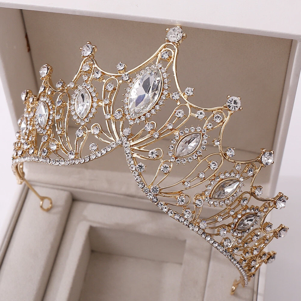 Crystal Crown Tiara Crown Wedding Vintage Baroque Queen Pearl