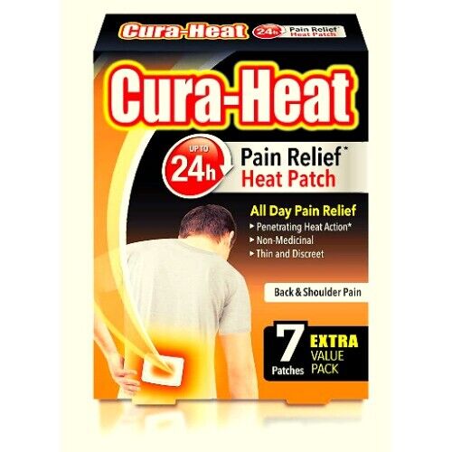 Cura Heat Pads Back & Shoulder 7 Heat Patches 24H Warm Pain Relief