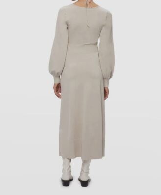 jonathan simkhai ruched dress $625 Jonathan Simkhai Women's Gray Cutout Ruched Halter Neck A-Line Dress  Size L