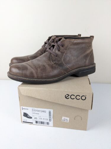 Ecco Turn Leather Chukka Boots Mens 11/11.5 Cocoa Brown Gore Tex Waterproof