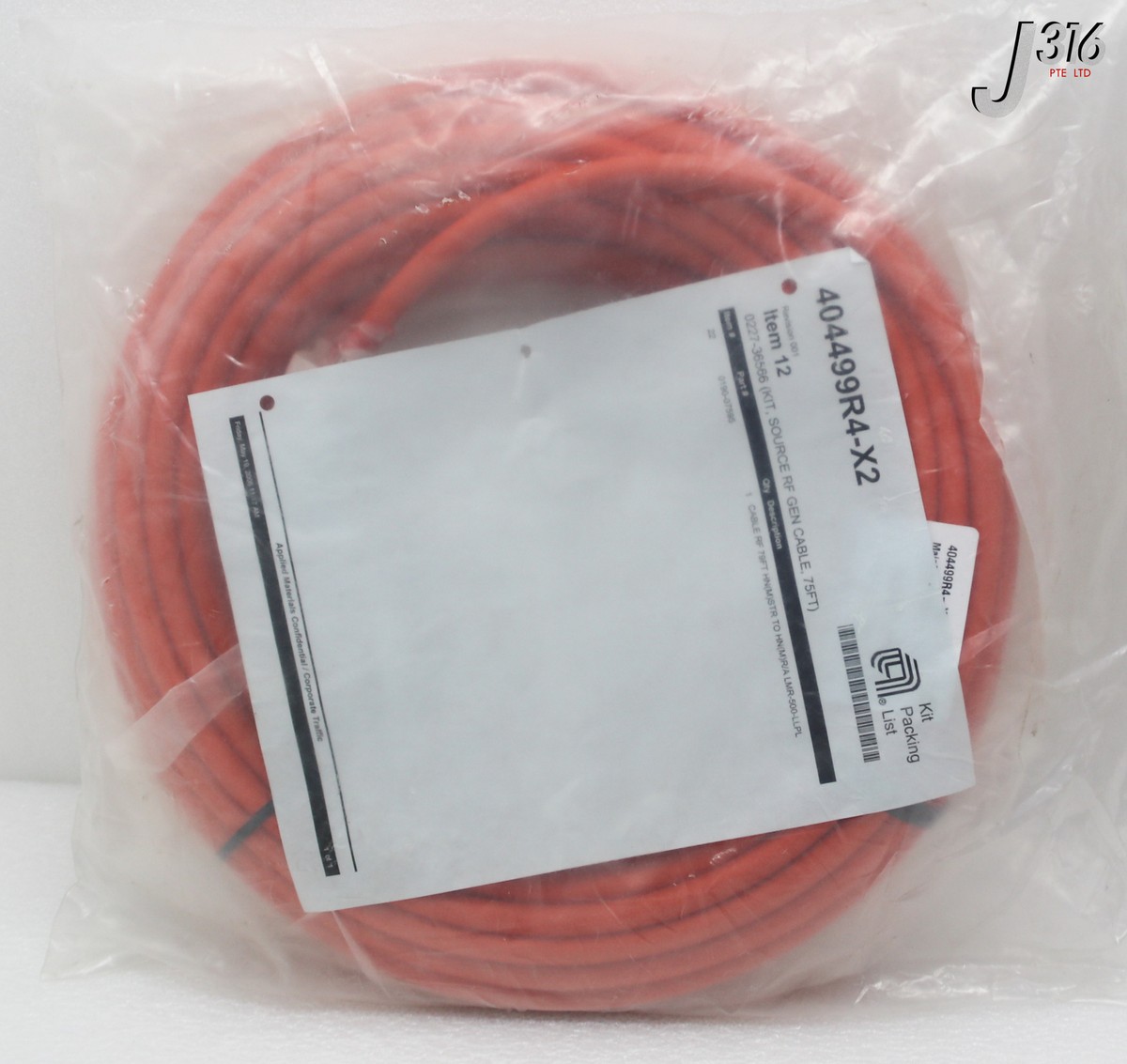 専用③ 35125 APPLIED MATERIALS KIT, SOURCE RF GEN CABLE, 75FT (NEW) 0227
