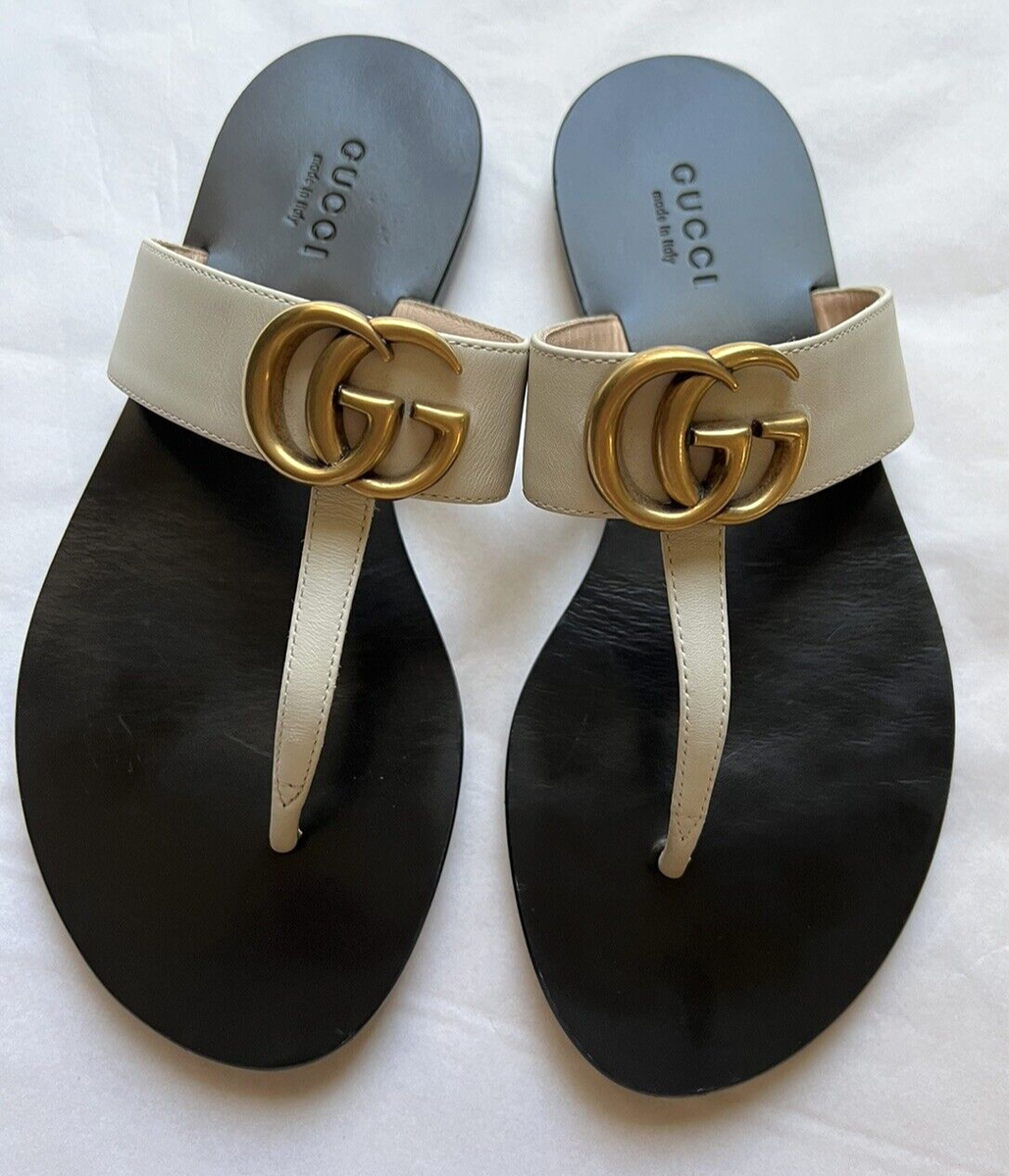 サンダル・ミュール GUCCI Ivory Leather Thong Sandals Women's thong sandal with Horsebit in ivory leather | GUCCI® US