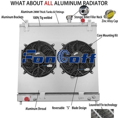 3-Row Radiator+Shroud Fan For 2005-15 NISSAN Armada TITAN/ INFINITI QX56 5.6L V8