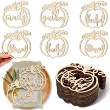 Jetec 20 Pcs Thanksgiving Pumpkin Wood Cutouts Thankful Blessed Grateful Decor