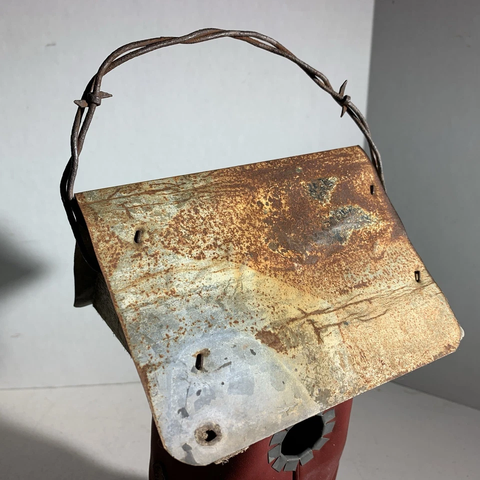 Bota de Vaquero Rústica Genuina De Colección Casa de Pájaros Decoración de Granja Occidental Foto 3 de 4