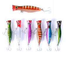 6PCS Fishing Bait Topwater Popper Floating Lure Bass Wobbler Crankbait 43g/13cm