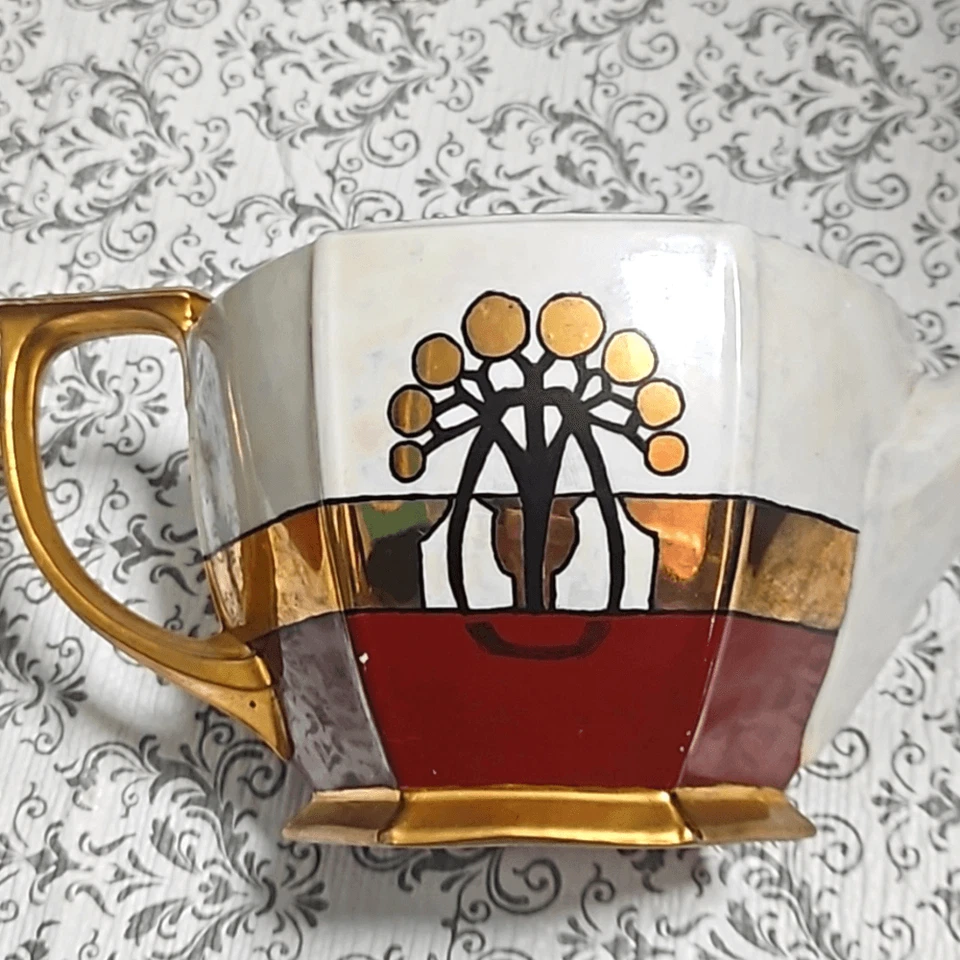 Antiguo juego de té de 3 piezas Altroblau MZ oro 24k Art Deco firmado checo 1926 Foto 3 de 4