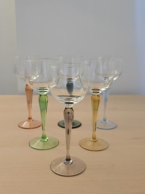 Bohemia Kristall farbiger Stiel Hock Weinglas Set - 6 Stück mit Box