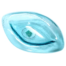 Annieglass Signed Leaf Dish Handcrafted Artisan Glass Made in USA Trinket Soap