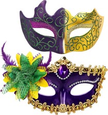 Couple Masquerade Masks Set Venetian Party Mask Plastic Halloween Costume Mask M