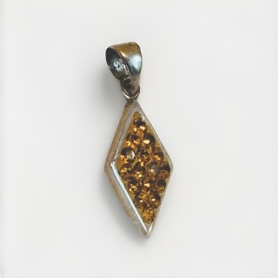 Antiker 925 Sterling Silber Kristall Anhänger - 15mm geometrischer Charm