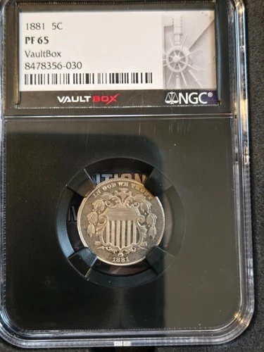 1881 5c Shield No Rays NGC PF65 Five Cent Piece Vault Box Mosaic