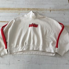 Adidas Ski Chic Sweatshirt size XL Cream Mock Neck Logo Cropped Pullover