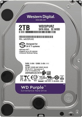 Western Digital 2TB WD Purple Surveillance Internal Hard Drive HDD  WD20PURZ-85A