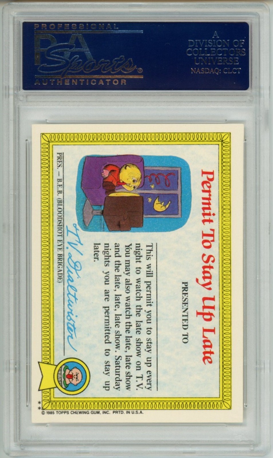 1985 Topps OS1 Garbage Pail Kids Series 1 NASTY NICK 1a GLOSSY Card PSA 8 NM view 2