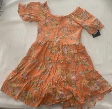 Art Class - Girls Floral Peach Color Dress  - Size S (6/7)