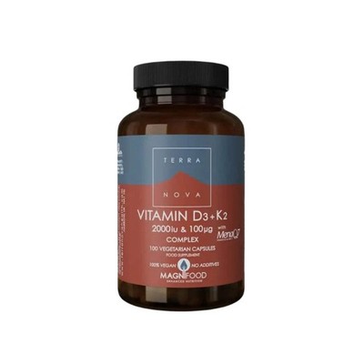 Terranova Vitamin D3 + K2 2000iu & 100μg - 100 vegetarische Kapseln