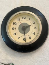 Vintage 10" Robert Abbey Leather & Chrome Art Deco Wall Clock
