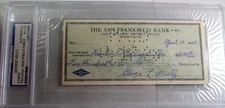 George "High Pockets" Kelly / Signed 1928 Personal Bank Check / PSA/DNA Slabbed