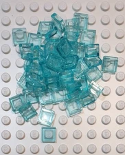 Lego Clear Light Blue 1x1 Flat Square Top Plate x50