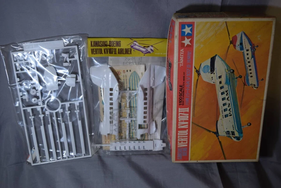 Raro set 1/100 2 aerei TAMIYA Boeing Vertol (Kawasaki) KV-107 (Civile - Immagine 4 di 4