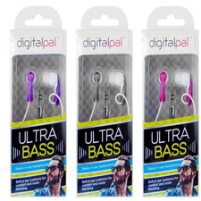 Digitalpal Ultra Base Earphones Stereo In Ear Headphones Assorted Colours UK