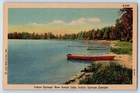 1940 Indian Springs Georgia GA Vintage Postcard New Scenic Lake Boat River Linen