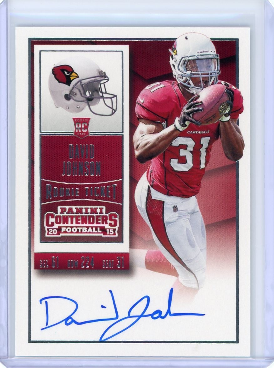 2015 Contenders David Johnson Rookie Ticket Autograph #209 Auto (RC) Cardinals