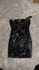blanc Black Patent Lace-Up Bodycon Strapless Dress Size M