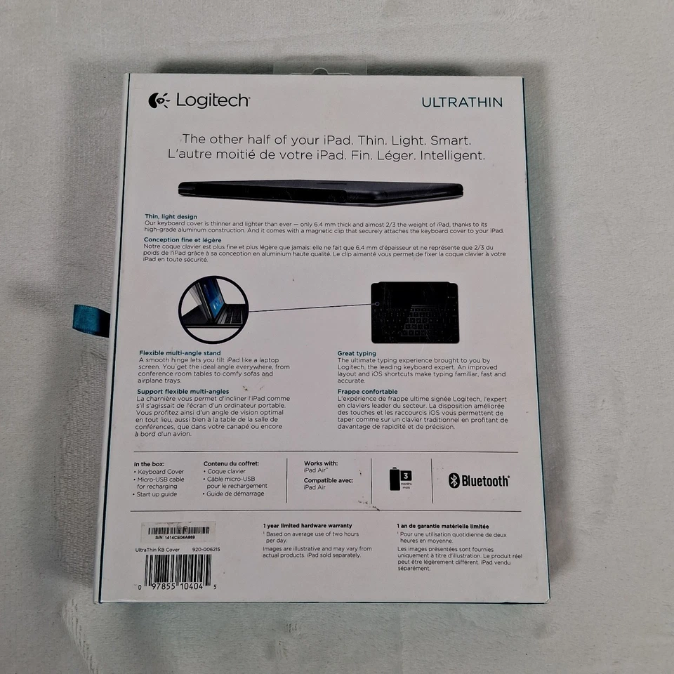 Cubierta de teclado con clip magnético ultrafino Logitech para iPad Air Foto 4 de 4