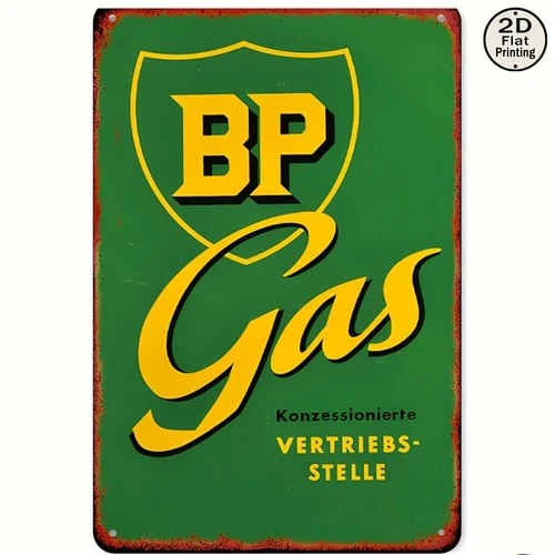 Vintage BP Gas Station Retro Green Tin Metal Signs Home Décor 8x12