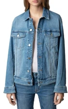 Zadig & Voltaire Women's Kase Denim Jacket Sz L NWT MSRP 398