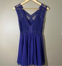Free People Purple Victoria Lace Dress Embroidered Boho Baby Doll Anthropologie