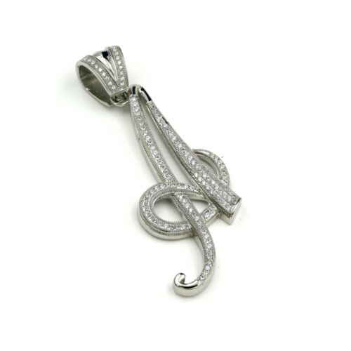 Stainless Steel 316 Pave Men's Initial Pendant - Picture 16 of 36